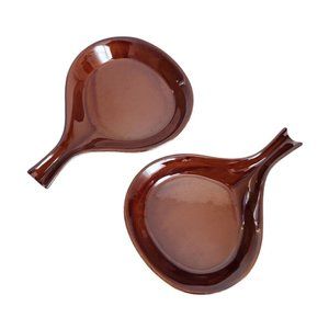 Set of 2 Vintage Hall USA Brown Baking Skillet Frying Pan Serving Dish Tray 1675